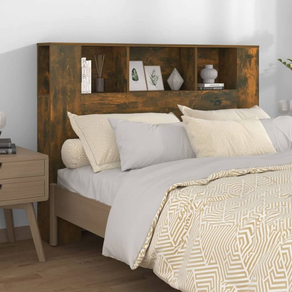 Vidaxl Čelo postele s policami, hnedý dub, 140x18,5x104,5 cm